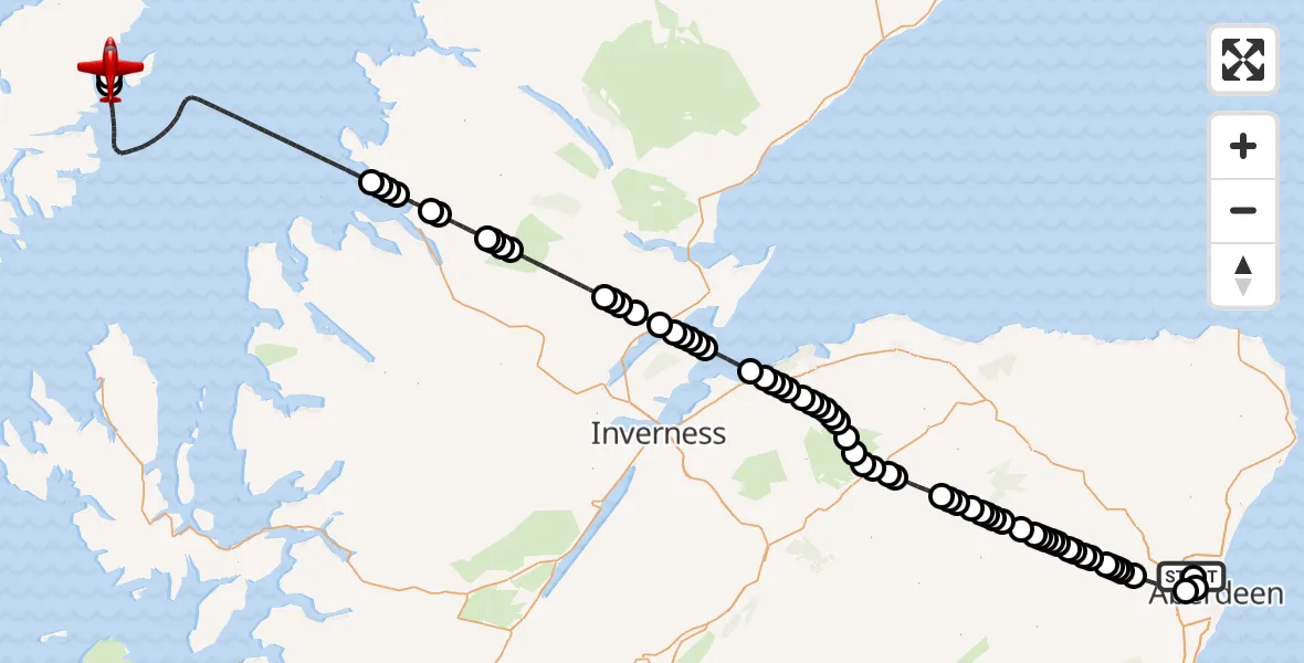 Flight route Air Ambulance Aircraft Aberdeen International Airport - Stornoway Airport, 30 June 2026, 16:08