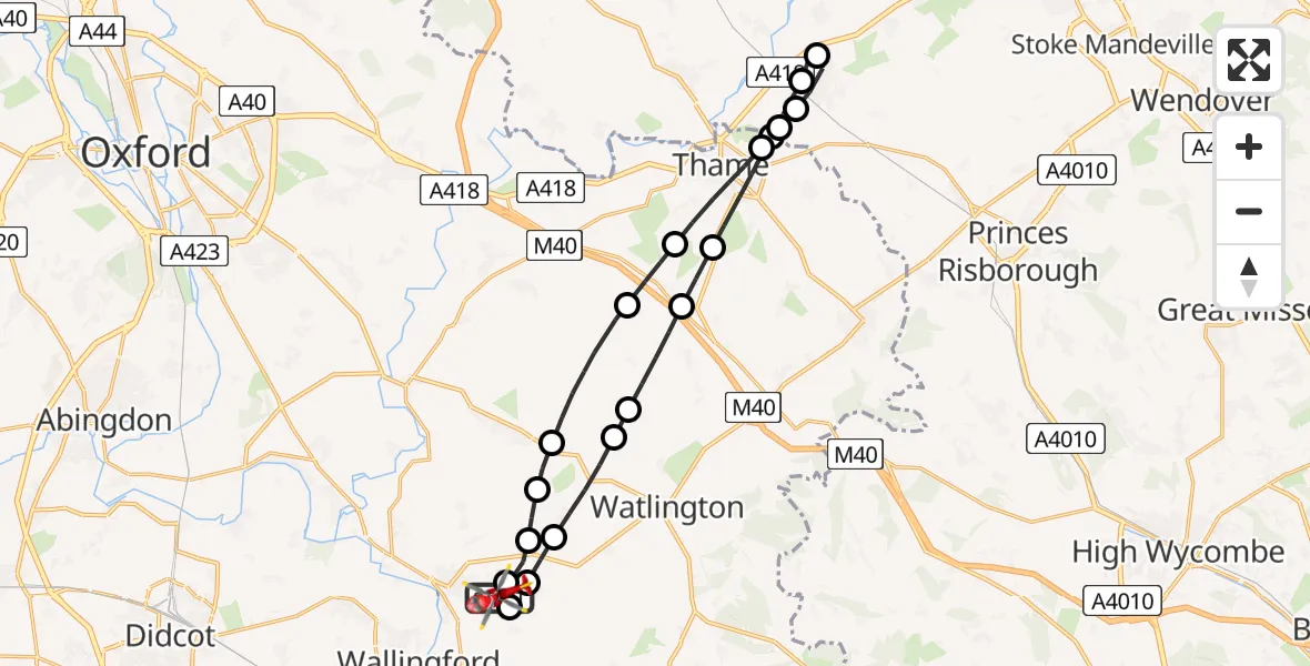 Flight route Air Ambulance Helicopter RAF Benson - RAF Benson, 30 June 2026, 16:23