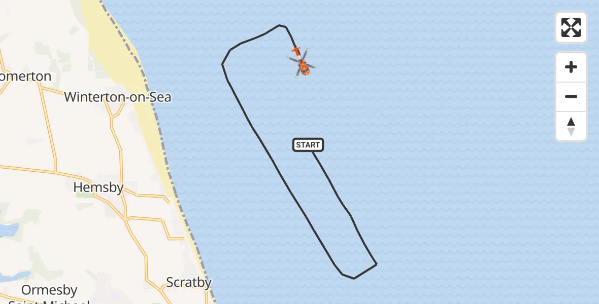 Flight route Coastguard Helicopter North Sea - North Sea, 30 June 2026, 16:41
