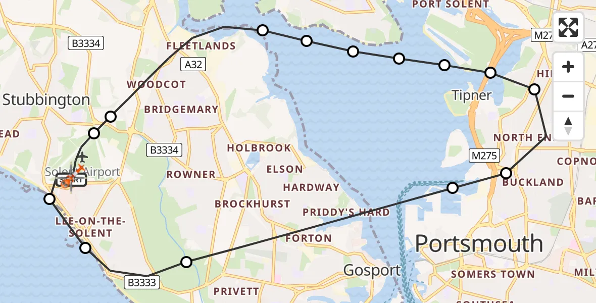 Flight route Coastguard Helicopter Solent Airport - Solent Airport, 30 June 2026, 18:34