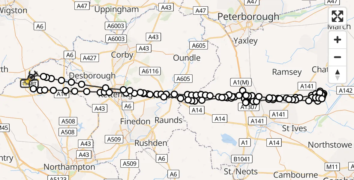 Flight route Police Helicopter Welford - Sulby, 30 June 2026, 21:06
