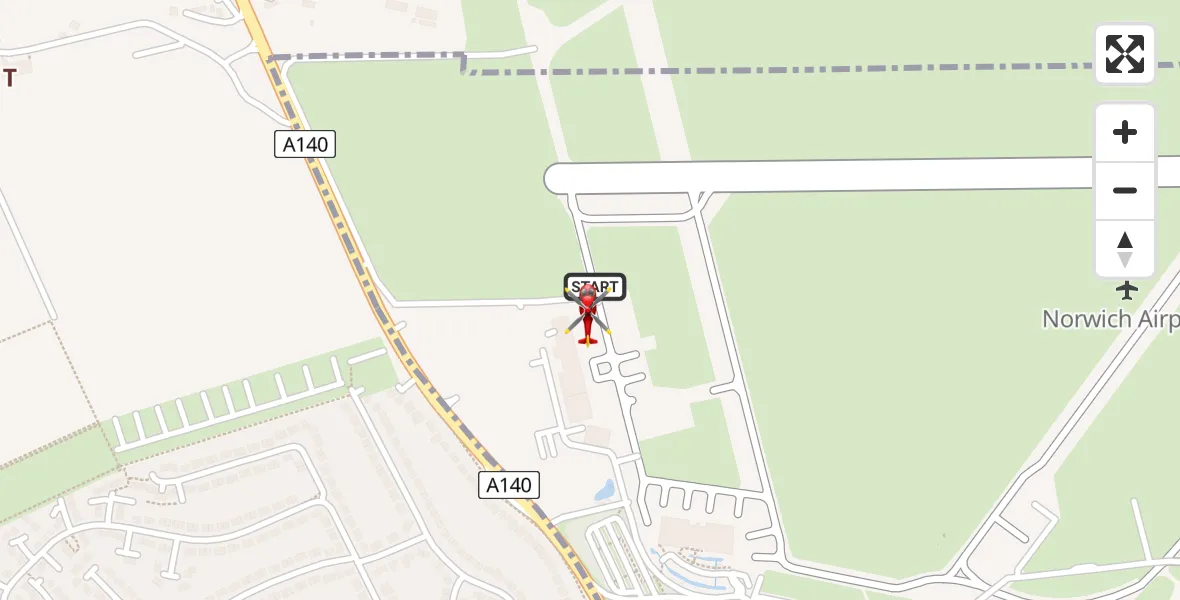 Flight route Air Ambulance Helicopter Norwich Airport - Norwich Airport, 30 June 2026, 22:33