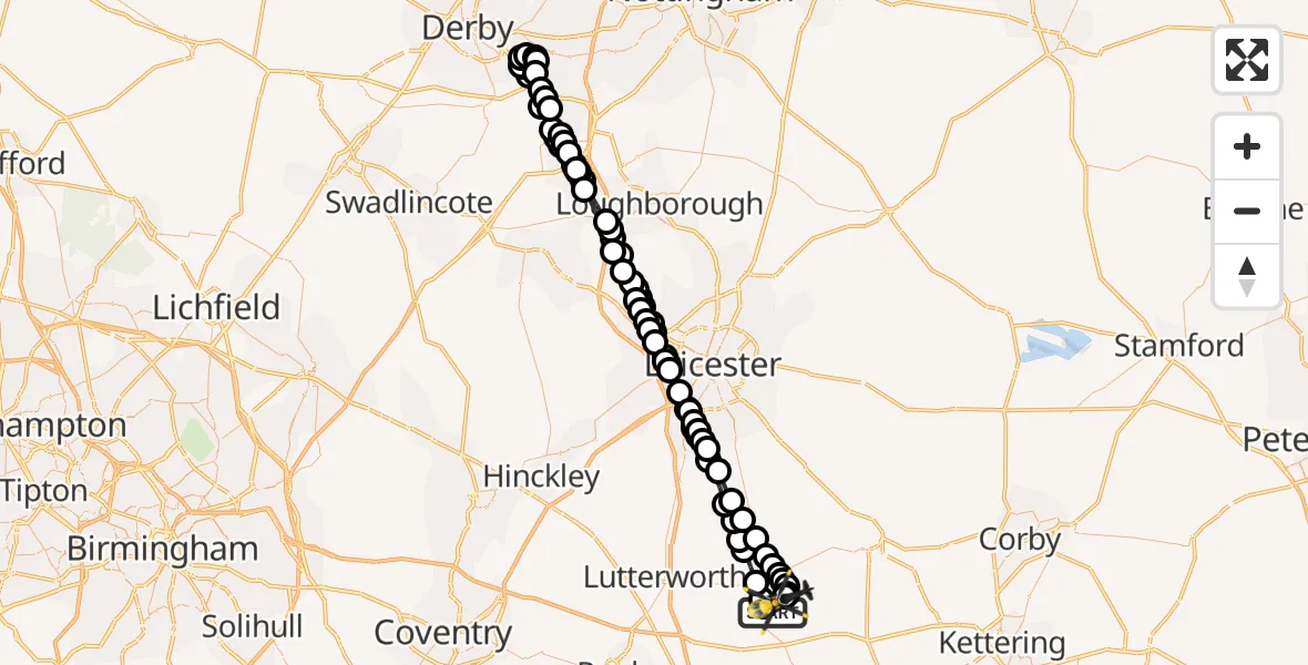 Flight route Police Helicopter Harborough - Sulby, 30 June 2026, 23:06