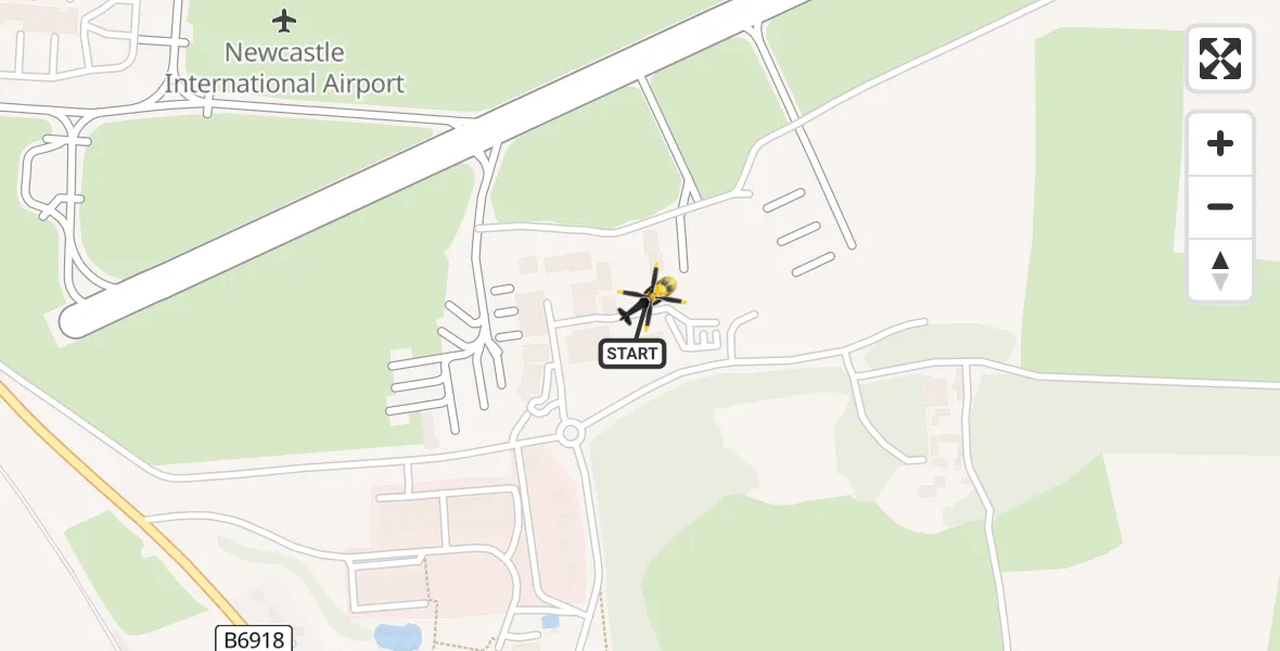 Flight route Police Helicopter Newcastle International Airport - Newcastle International Airport, 30 June 2026, 23:12
