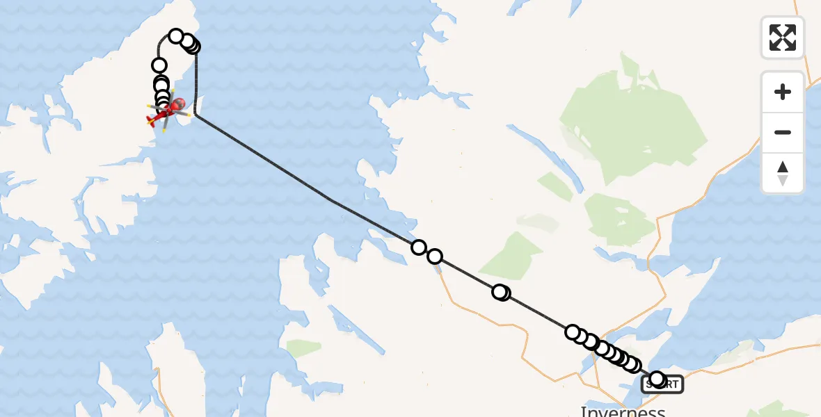 Flight route Air Ambulance Helicopter Ardersier - Stornoway Airport, 01 July 2026, 08:11