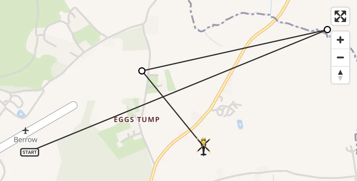 Flight route Police Helicopter Berrow Airstrip - Forest of Dean, 01 July 2026, 08:53