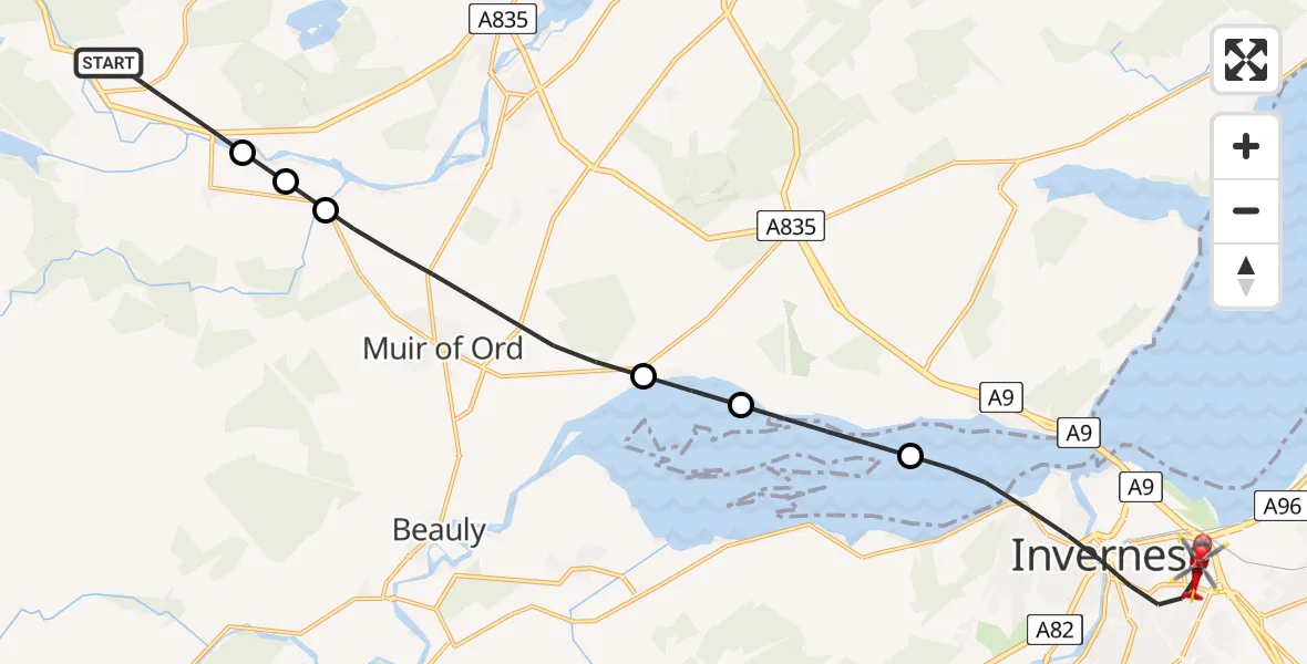 Flight route Air Ambulance Helicopter Contin - Inverness, 01 July 2026, 10:36