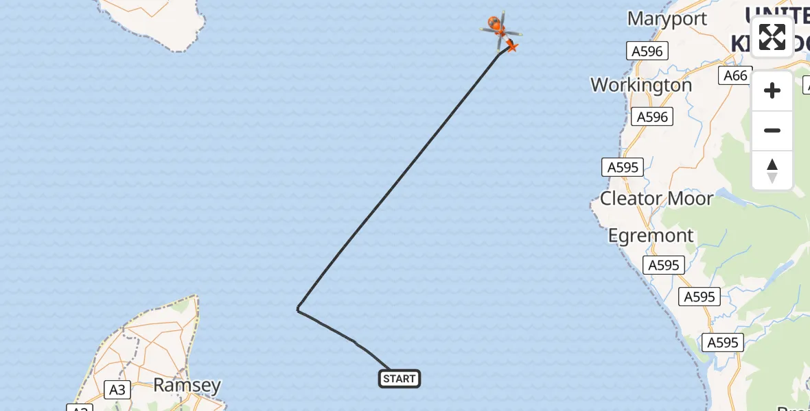 Flight route Coastguard Helicopter Irish Sea - Irish Sea, 01 July 2026, 11:09