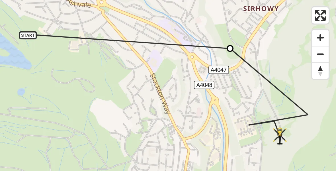 Flight route Police Helicopter Nant-y-Bwch - Tredegar, 01 July 2026, 13:40