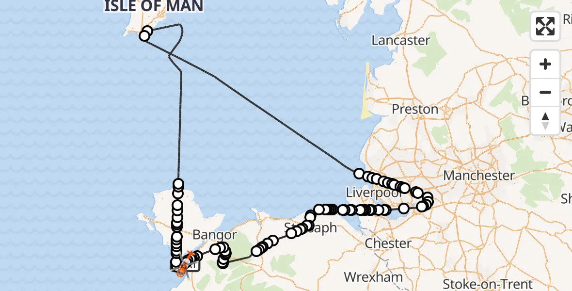 Flight route Coastguard Helicopter Caernarfon Airport - Caernarfon Airport, 01 July 2026, 13:42
