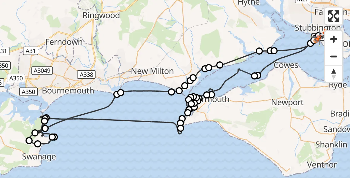 Flight route Coastguard Helicopter Solent Airport - Solent Airport, 01 July 2026, 13:52