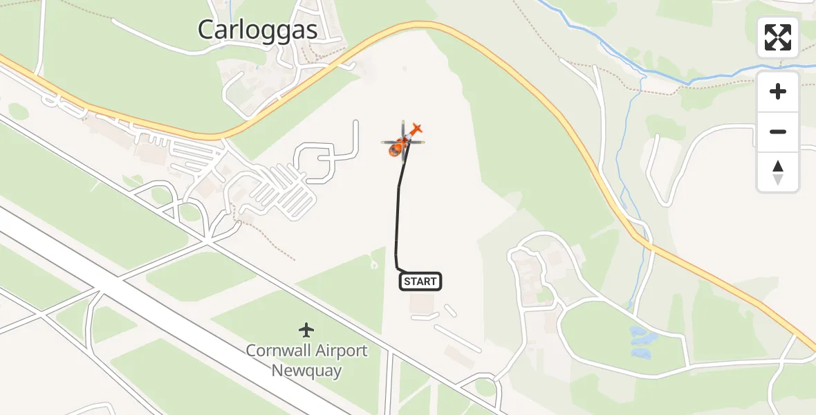 Flight route Coastguard Helicopter Cornwall Airport Newquay - Cornwall Airport Newquay, 01 July 2026, 13:54