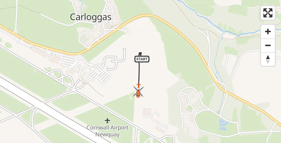 Flight route Coastguard Helicopter Cornwall Airport Newquay - Cornwall Airport Newquay, 01 July 2026, 14:22