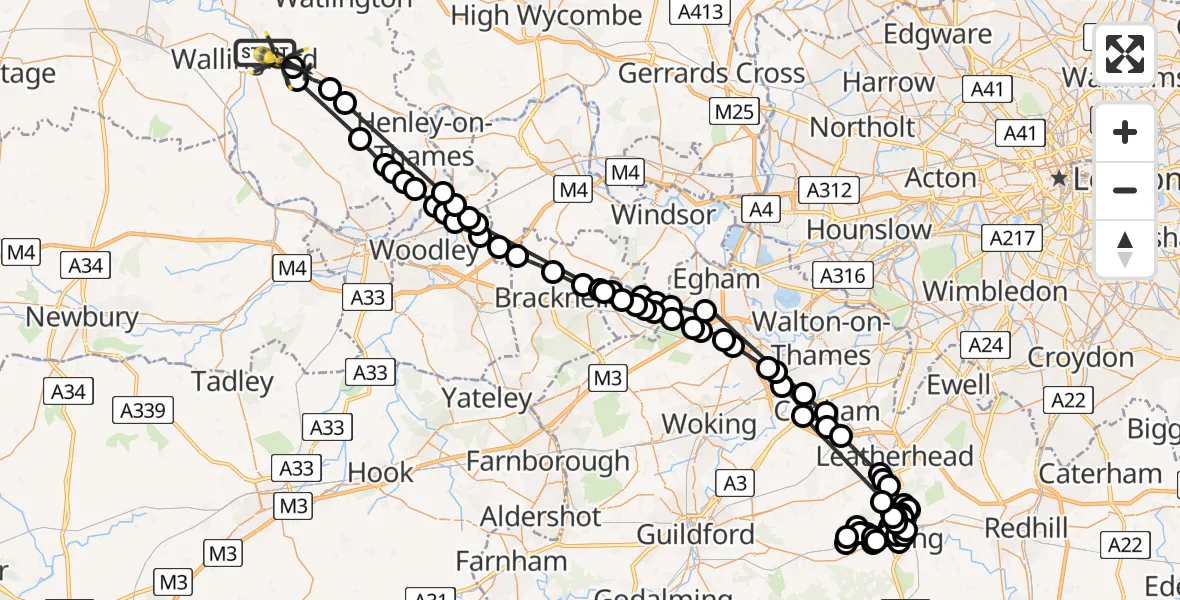 Flight route Police Helicopter RAF Benson - Benson, 01 July 2026, 14:27