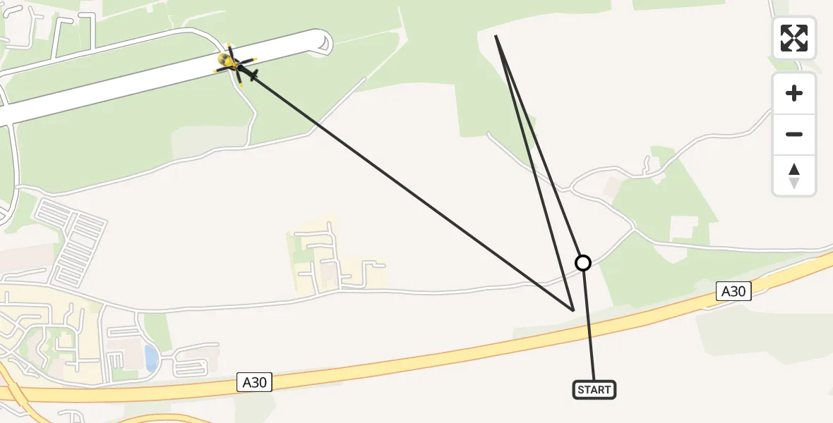 Flight route Police Helicopter Aylesbeare - Exeter International Airport, 01 July 2026, 14:43