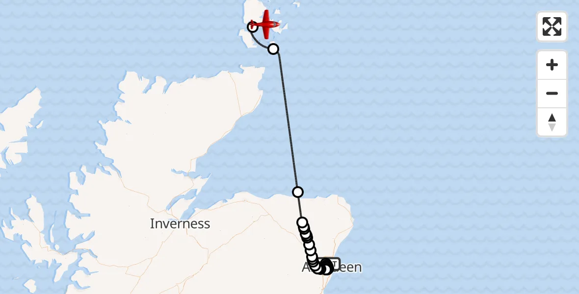 Flight route Air Ambulance Aircraft Bankhead - Greenigoe, 01 July 2026, 14:58