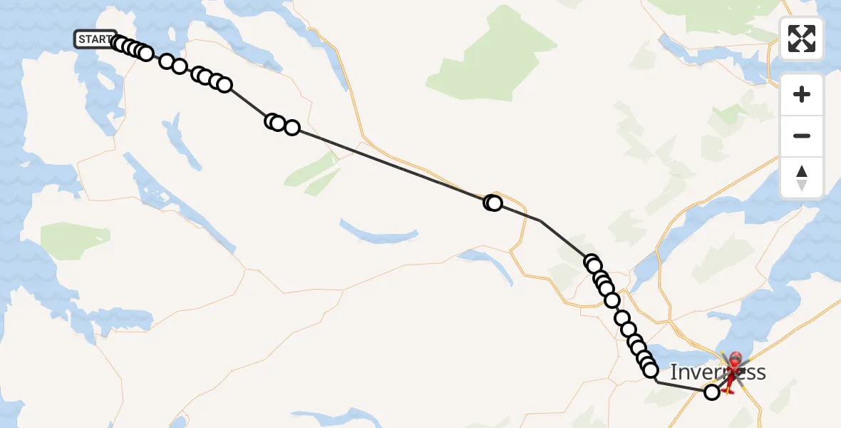 Flight route Air Ambulance Helicopter Inner Seas - Inverness, 01 July 2026, 15:02