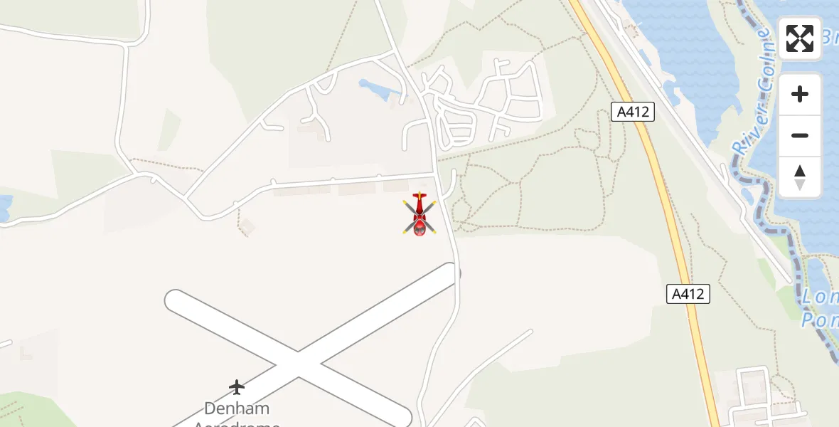 Flight route Air Ambulance Helicopter Denham Aerodrome - Denham Aerodrome, 01 July 2026, 15:07