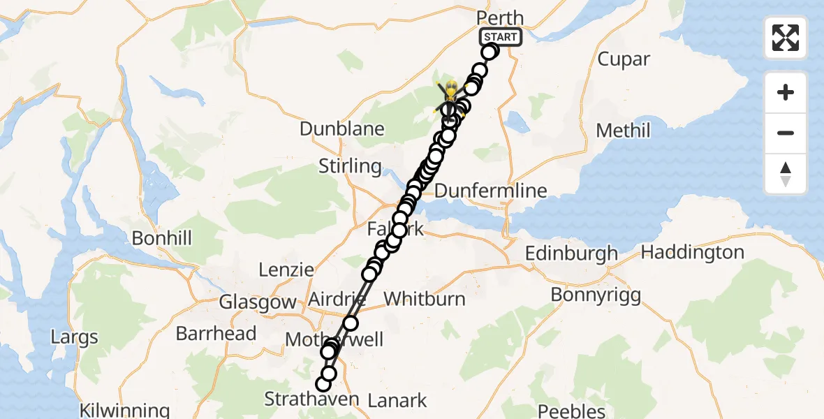 Flight route Police Helicopter Perth - Perth and Kinross, 01 July 2026, 15:10