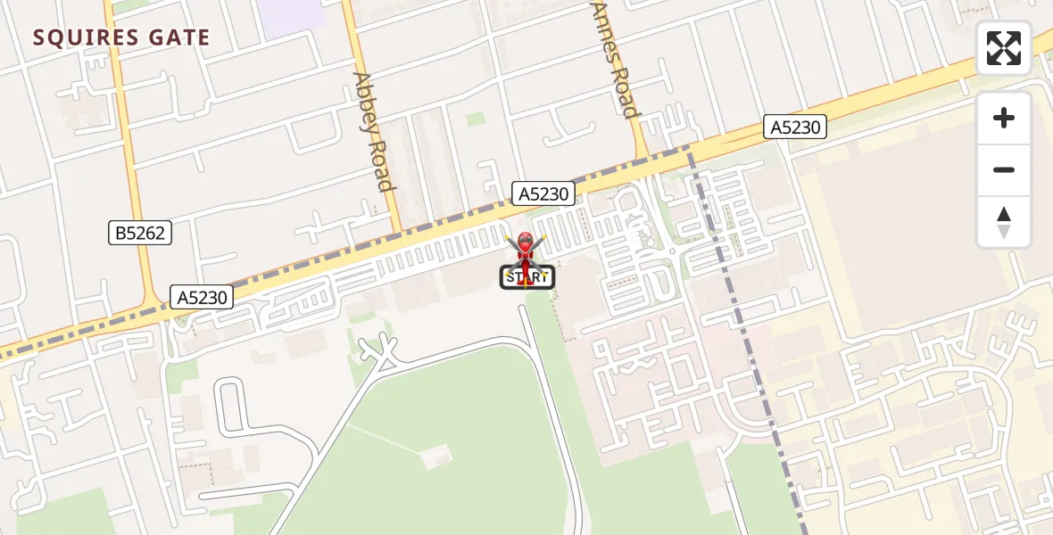 Flight route Air Ambulance Helicopter Blackpool Airport - Blackpool Airport, 01 July 2026, 18:41