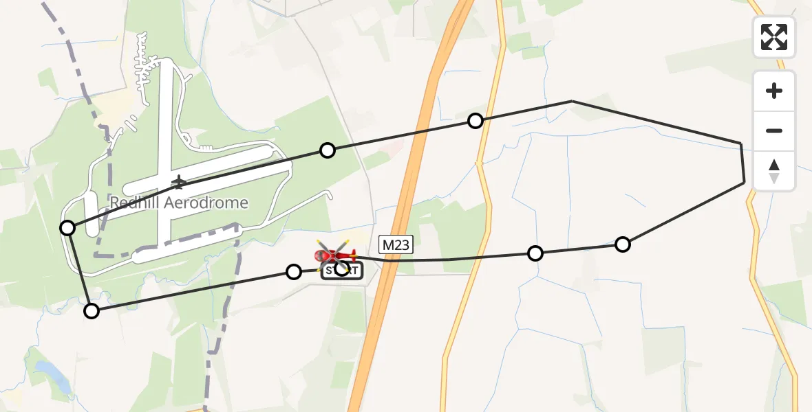 Flight route Air Ambulance Helicopter Tandridge - Tandridge, 01 July 2026, 22:35
