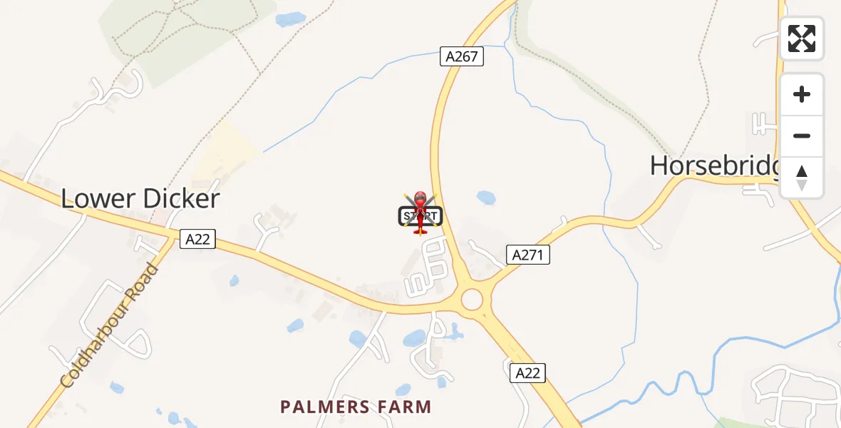 Flight route Air Ambulance Helicopter Horsebridge - Horsebridge, 02 July 2026, 08:57