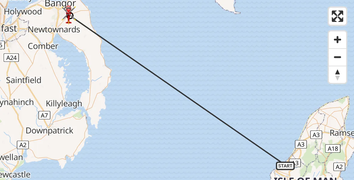 Flight route Air Ambulance Helicopter Irish Sea - Donaghadee, 02 July 2026, 11:31