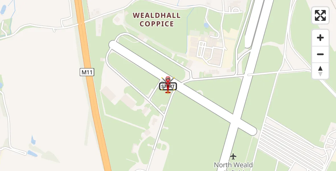 Flight route Air Ambulance Helicopter North Weald Airfield - North Weald Airfield, 02 July 2026, 11:32