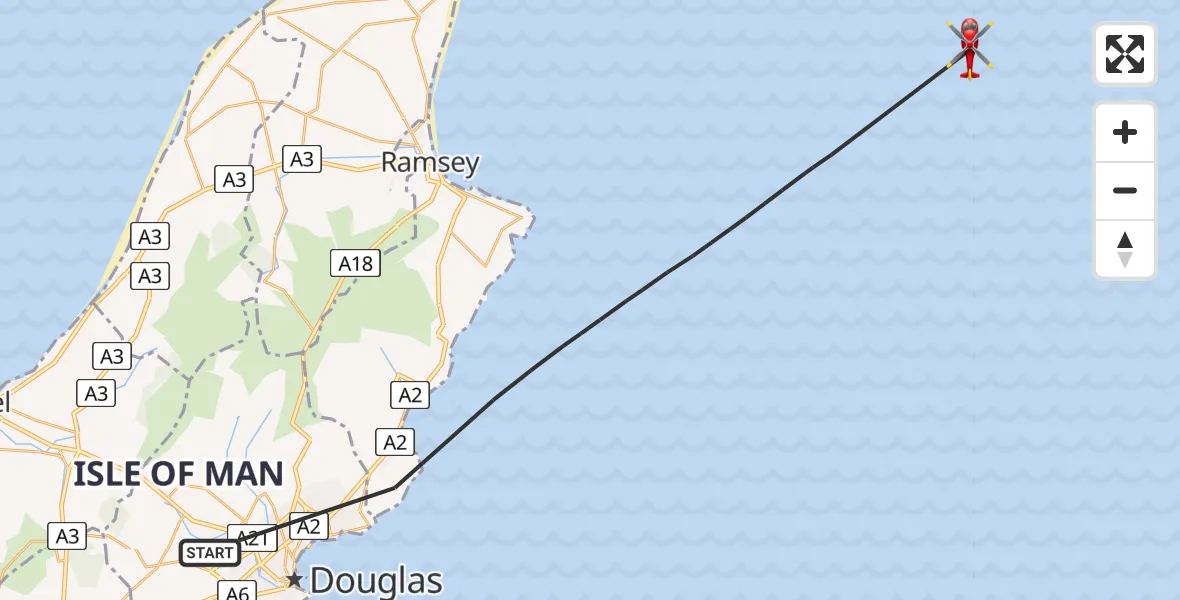 Flight route Air Ambulance Helicopter Irish Sea - Irish Sea, 02 July 2026, 12:30