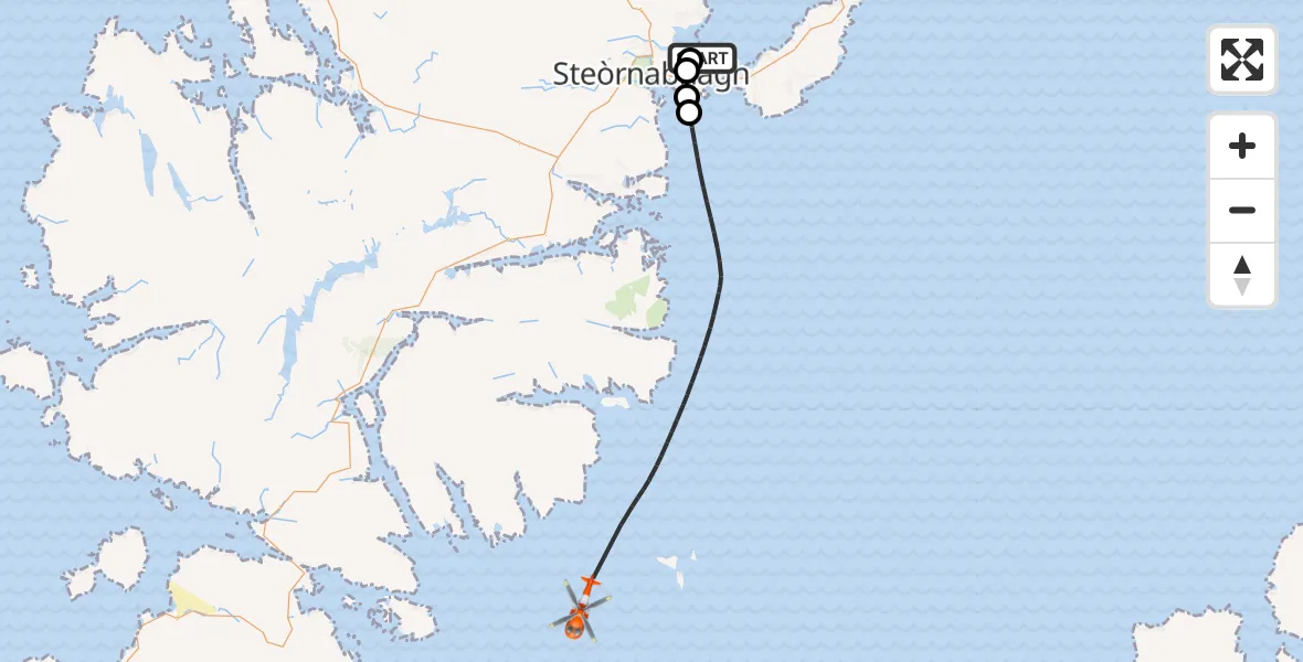 Flight route Coastguard Helicopter Stornoway Airport - Inner Seas, 02 July 2026, 13:08