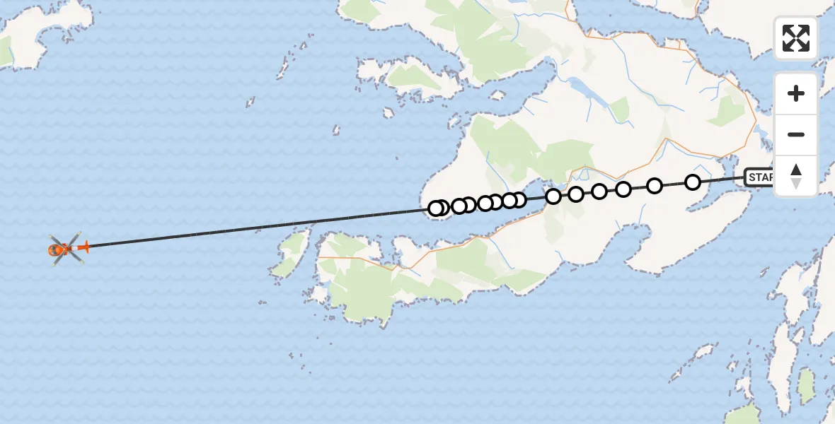 Flight route Coastguard Helicopter Inner Seas - Inner Seas, 02 July 2026, 13:17