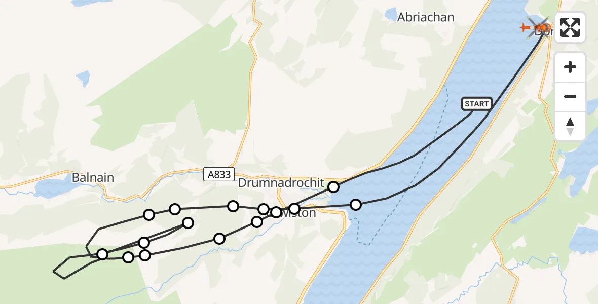 Flight route Coastguard Helicopter Loch Ness - Loch Ness, 02 July 2026, 14:27