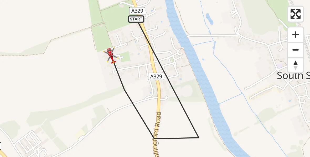 Flight route Air Ambulance Helicopter Moulsford - Moulsford, 02 July 2026, 14:51