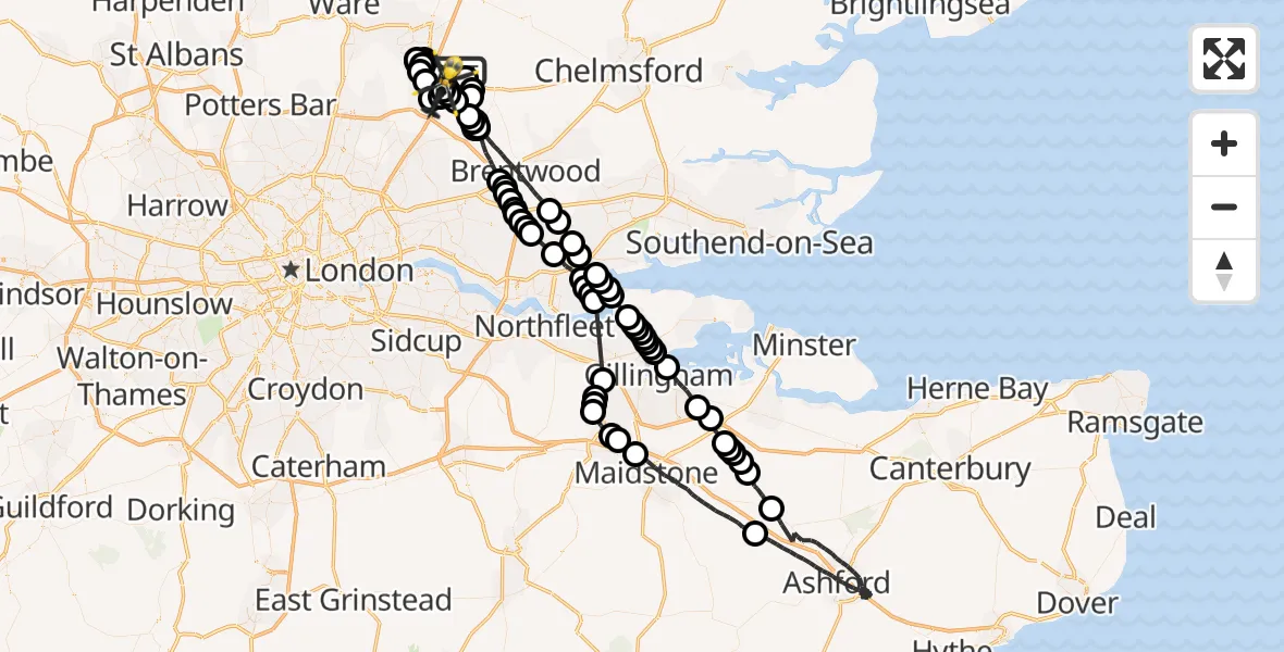 Flight route Police Helicopter North Weald Bassett - North Weald Airfield, 02 July 2026, 15:35