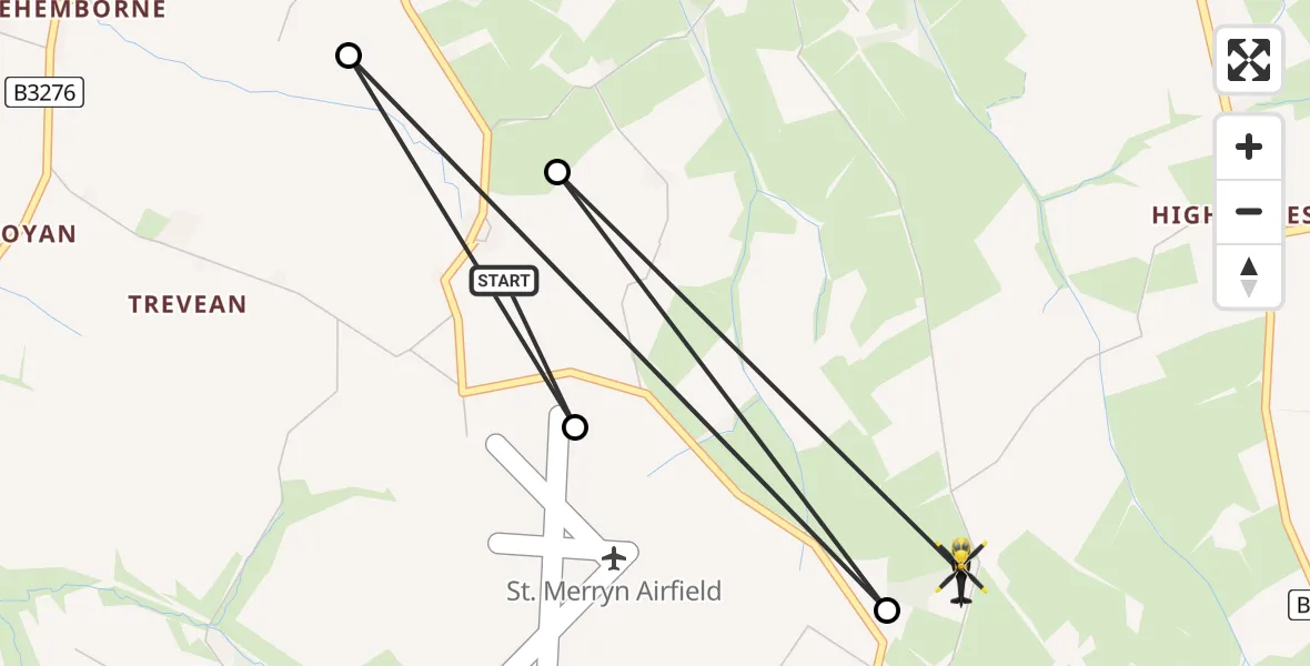 Flight route Police Helicopter St. Merryn - St. Merryn, 02 July 2026, 17:02