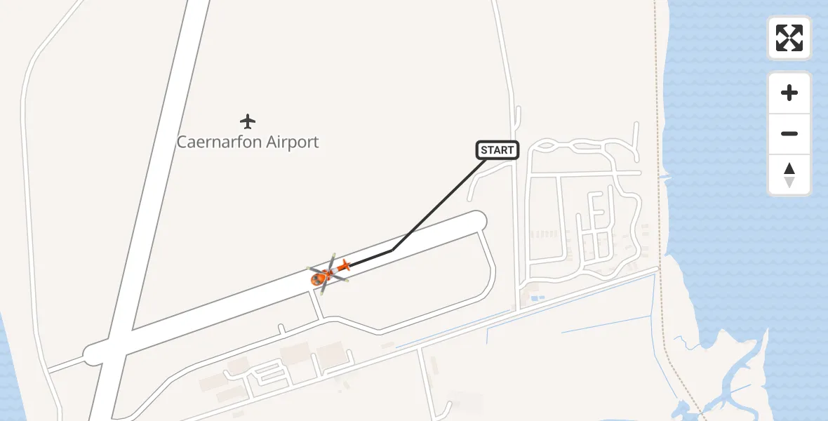 Flight route Coastguard Helicopter Caernarfon Airport - Caernarfon Airport, 02 July 2026, 17:25