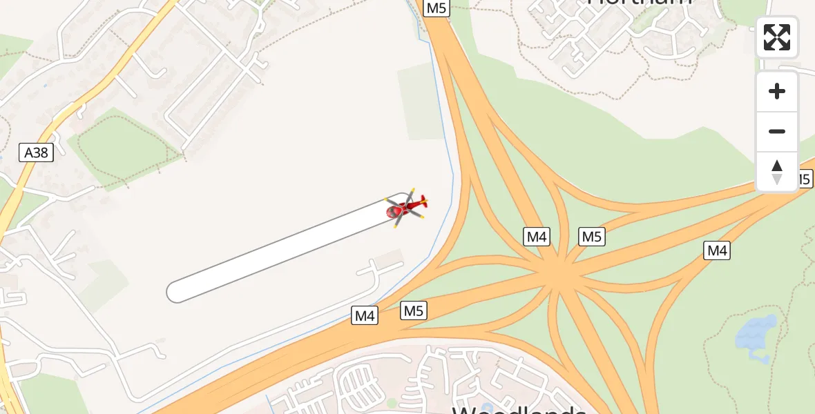 Flight route Air Ambulance Helicopter Almondsbury Helicopter Base - Almondsbury Helicopter Base, 02 July 2026, 19:14