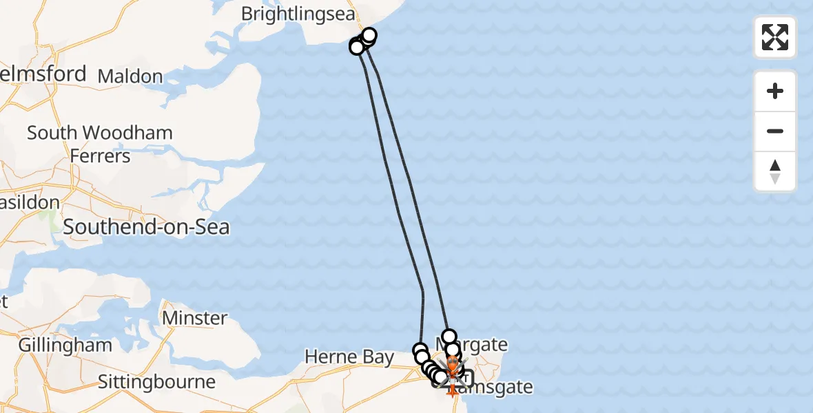 Flight route Coastguard Helicopter Manston Airport - Manston Airport, 02 July 2026, 19:53