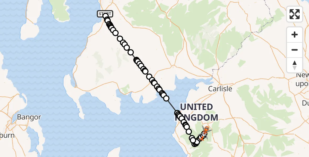Flight route Coastguard Helicopter Glasgow Prestwick Airport - Seatoller, 02 July 2026, 20:17