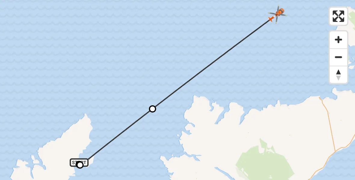 Flight route Coastguard Helicopter Stornoway Airport - North Atlantic Ocean, 02 July 2026, 22:55