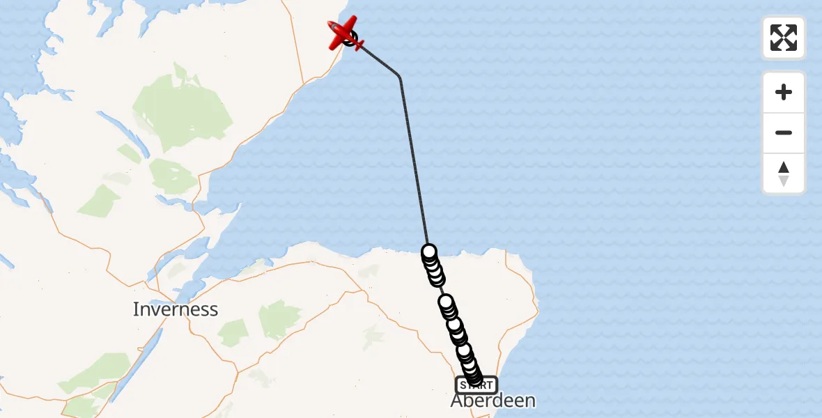 Flight route Air Ambulance Aircraft Aberdeen International Airport - Wick John O'Groats Airport, 02 July 2026, 23:29
