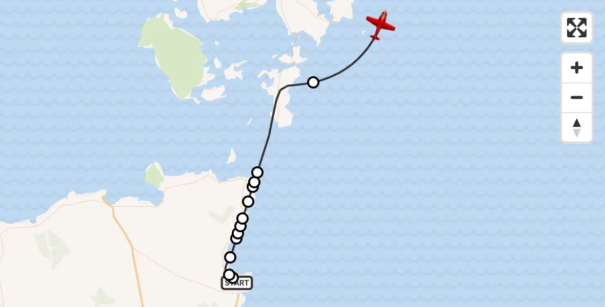 Flight route Air Ambulance Aircraft Wick John O'Groats Airport - North Sea, 03 July 2026, 00:52