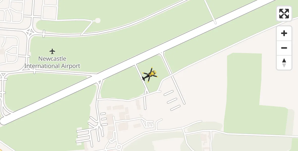 Flight route Police Helicopter Newcastle International Airport - Newcastle International Airport, 03 July 2026, 01:34