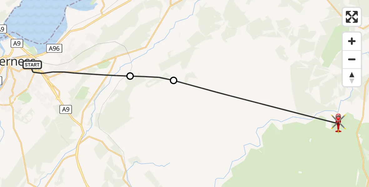 Flight route Air Ambulance Helicopter Inverness - Highland, 03 July 2026, 03:01