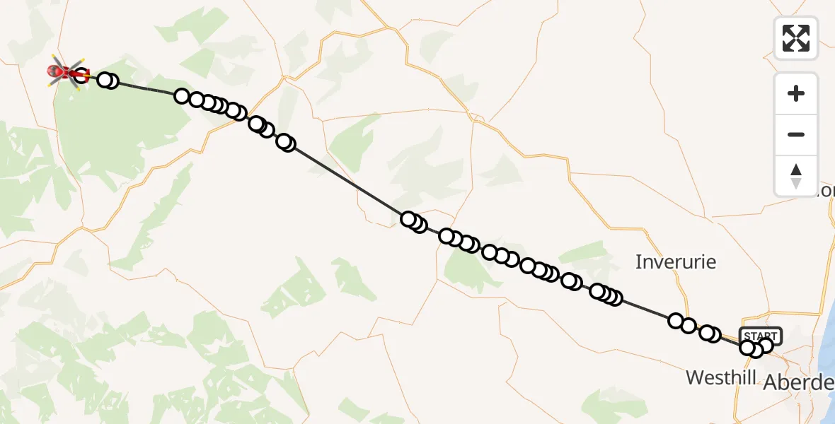 Flight route Air Ambulance Helicopter Aberdeen International Airport - Edinkillie, 03 July 2026, 04:10