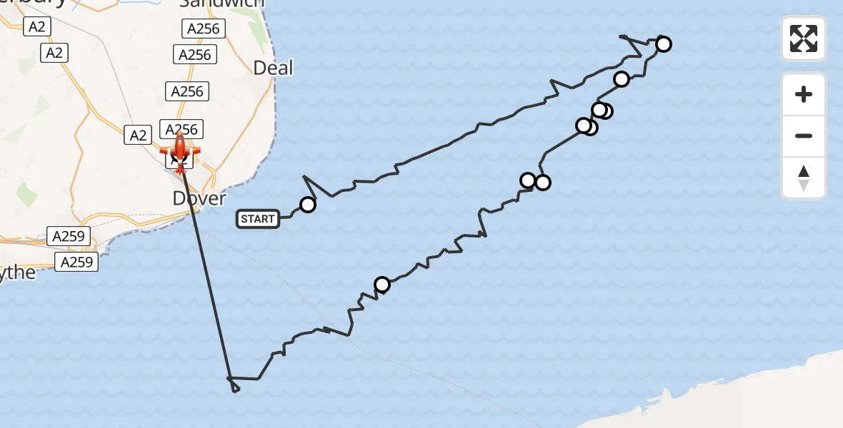 Flight route Coastguard Drone English Channel - Dover, 03 July 2026, 07:37
