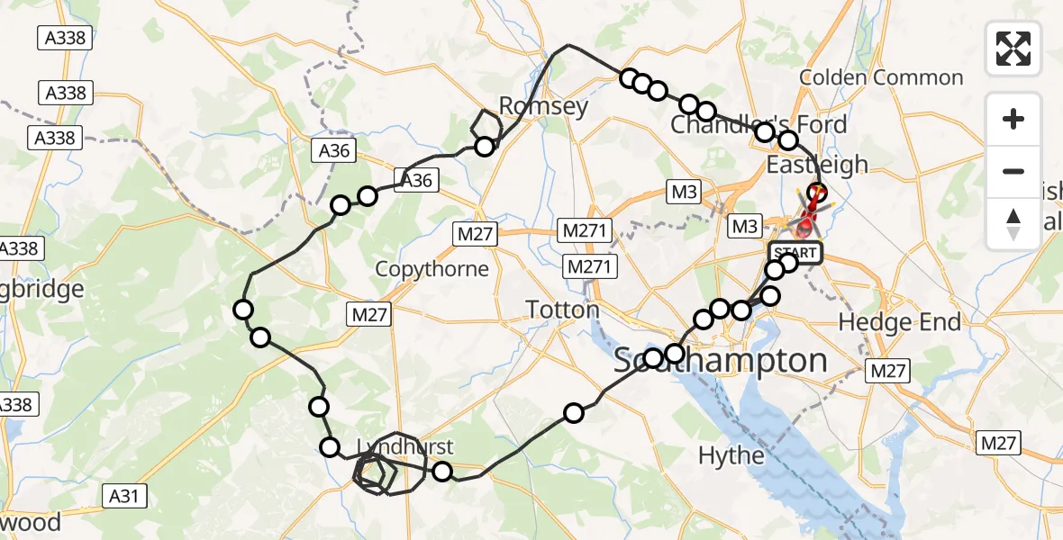 Flight route Air Ambulance Helicopter Southampton Airport - Southampton Airport, 03 July 2026, 08:08