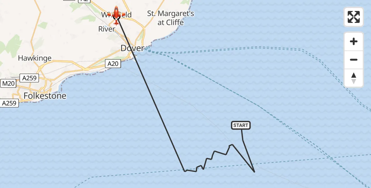 Flight route Coastguard Drone English Channel - Dover, 03 July 2026, 09:46