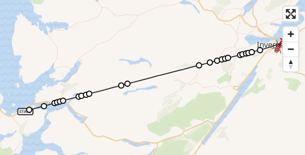 Flight route Air Ambulance Helicopter Highland - Inverness, 03 July 2026, 09:57