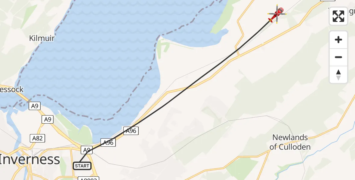 Flight route Air Ambulance Helicopter Inverness - Inverness, 03 July 2026, 10:53